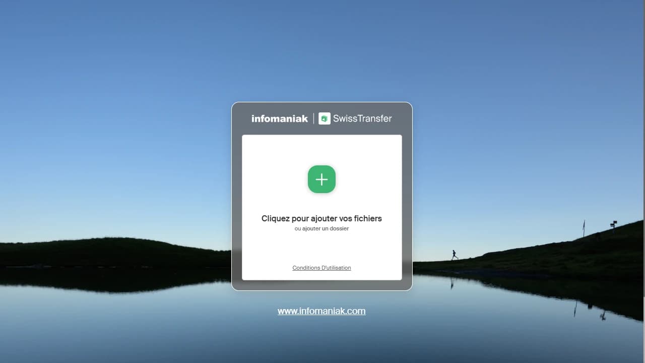 Page d'accueil de SwissTransfer
