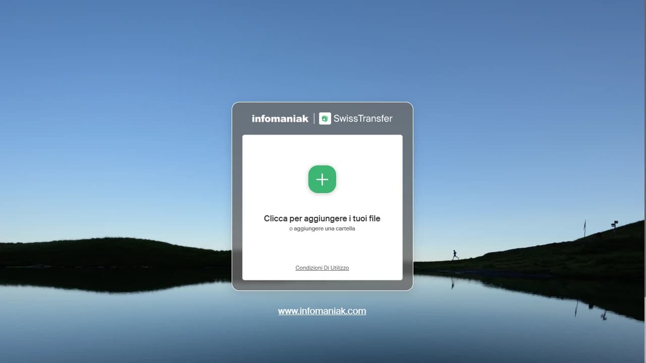 Pagina iniziale di SwissTransfer