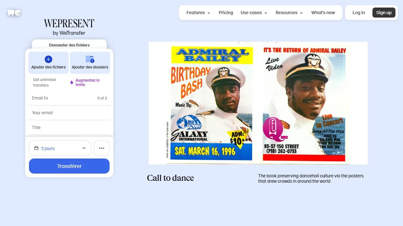 Forside for WeTransfer