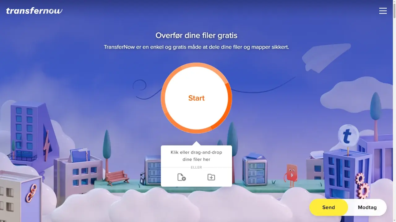 Forside for TransferNow