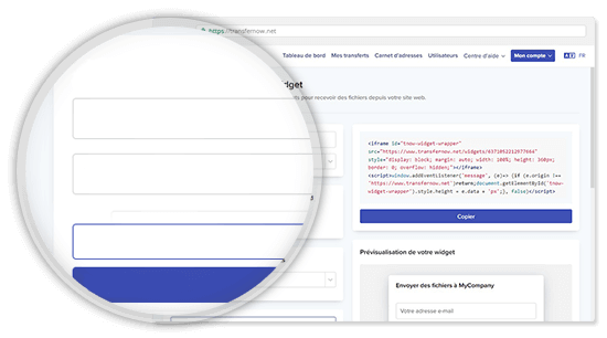 Integrate TransferNow to your own web site